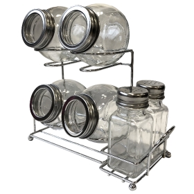 ESPECIERO SAL/PIM VIDRIO X6 C/BASE CROM (HS0135B)