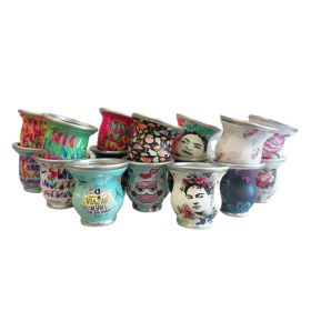 MATE DE VIDRIO FORRADO DECORADO